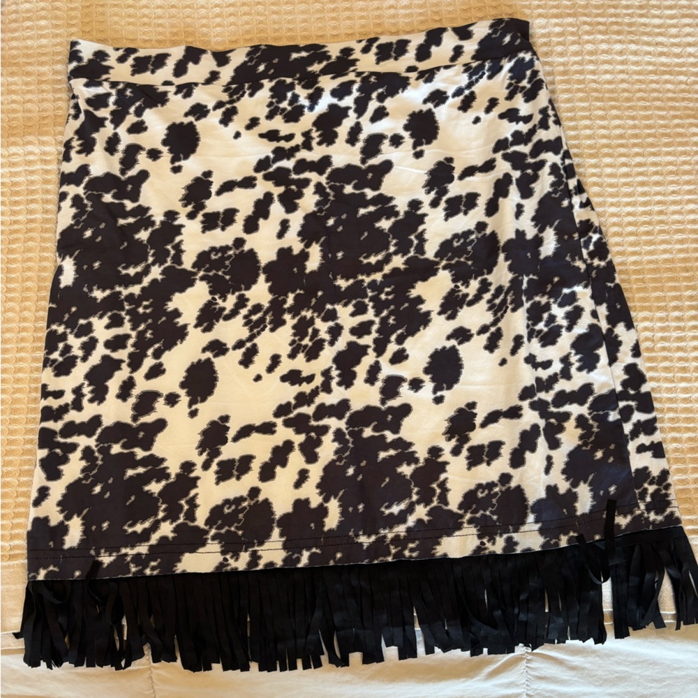 Crazy Train Black and White Fringe Skirt